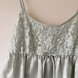 Y2K babydoll sage green Floral Lace Slip Dress size M